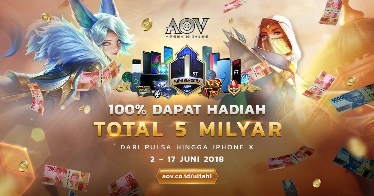 Rayakan Pesta Ulang Tahun Pertama Arena Of Valor Dengan Hadiah Total 5 Milyar Rupiah.